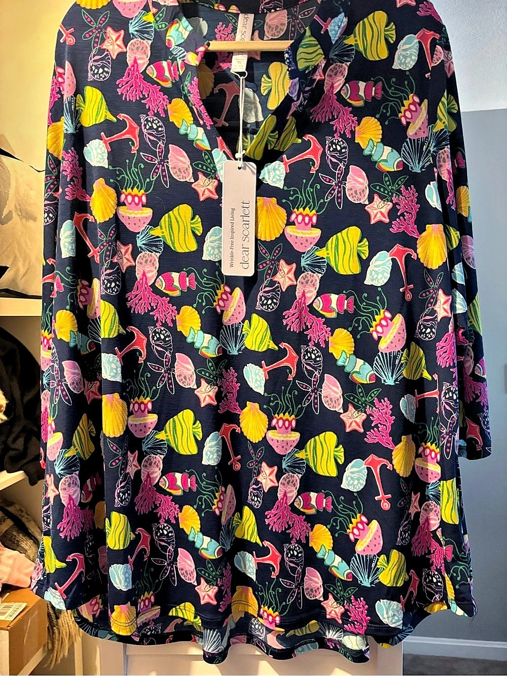 Clare Scaife Printed Long Sleeve Tunic Size Medium NWT